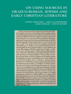 cover image of On Using Sources in Graeco-Roman, Jewish and Early Christian Literature